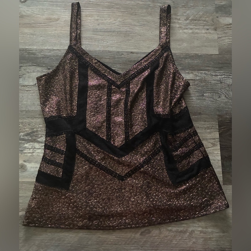 BKE Shimmering Gold-ish and Black Camisole